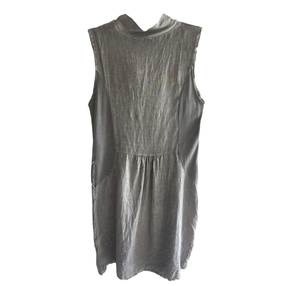 Tempo Paris Gray Linen Midi Dress Women’s Size Small Lagenlook, Boho Festival - Picture 5 of 5